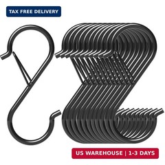 12 Pack Heavy Duty Metal 3.5 S Hooks with Safety Buckle for Hanging Kitchen