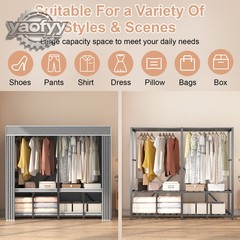 59″ Heavy Duty Closet Organizer Portable Wardrobe Clothes Shoe Clothes Racks