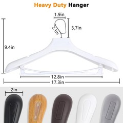DEDU Suit Hangers for Men 10 Pack, Extra Wide Hangers Non Slip Width 17.7, White