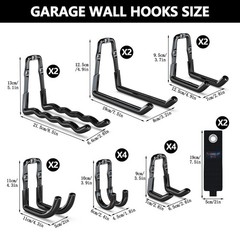 Super Heavy Duty Garage Wall Hooks 18 Pack, One-Piece Construction Garage Wal…