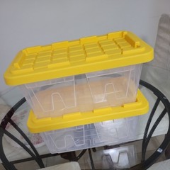 2 boxes Clear mini 2 gal commander storage tote with Lid 13.9″ x 8.6 “x 6.5”