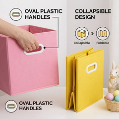 Collapsible 11″ Cube Storage Bins with Handles – Pack of 6 for Home & Toys