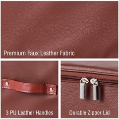 2PCS Storage Bins Boxes with Zipper Lid PU Leather Waterproof Fabric Lidded S…