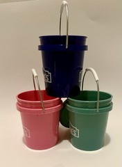 Lowes Mini Bucket Collection 3 Colors Original Blue, Pink And Teal With Lids