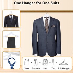 DEDU Suit Hangers for Men 10 Pack, Extra Wide Hangers Non Slip Width 17.7, White
