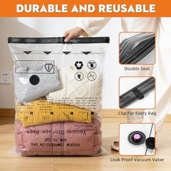 12 Pack Vacuum Travel Bags With Pump for Clothes 4 Small 4 Medium 2 Large 2