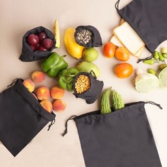 Biglotbags – Premium Black 145 GSM Cotton Single Drawstring Reusable Muslin Bags