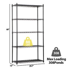 2X 5-Tier Shelving Storage Rolling Carts Unit Wheel Casters Black Heavy Duty