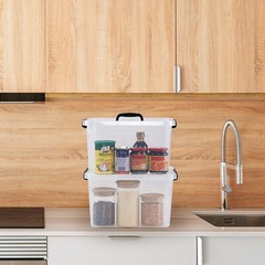 Cand 4-Pack 10 L Plastic Latching Storage Bin, Clear Storage Box Bin with Handle
