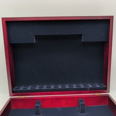 Cutlery Canteen Case Empty Wooden Flatware Box Dark Red With Blue Lining Storage