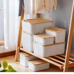 Anminy 12Pcs Plastic Storage Bins Containers Lids Large Storage Organization