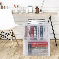 Idotry 4-Tire Clear Plastic Stackable Storage Bins Foldable Closet Organizer Box