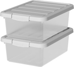 2-Pack 14 Quart Stackable Storage Bins with Lids and Secure Latches