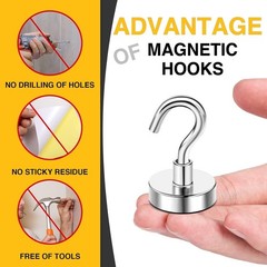 Magnetic Hooks Strong Neodymium 170 Lbs Heavy Duty Corrosion Protection 12 Packs