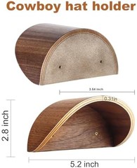 Walnut Wood Cowboy Hat Rack for Wall, 2-Pack | Retro Western Hat Holder with Wid