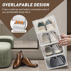 20X Clear Plastic Shoe Storage Box Stackable Foldable Boxes Trainers Organiser