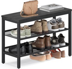 3 Tier Shoe Rack Bench One Piece Shelves Shoe Storage Organizer W/ Raised Edges