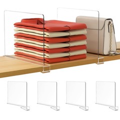 HBlife 4 Pack Closet Organizers and Storage, Clear Shelf Dividers, Vertical Purs