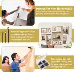 90PCS Picture Hanging Nails, 3 Sizes Wall Decorative Nails for Hanging Pictures