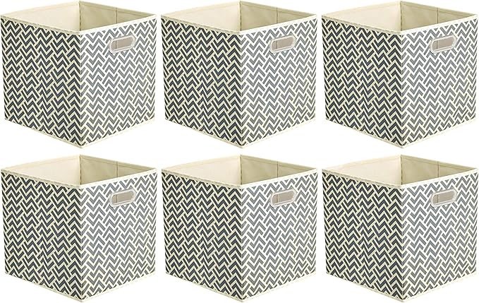 6 Pack Collapsible Storage Bins with Handle Space-Saving 10.5×10.5×11 inches
