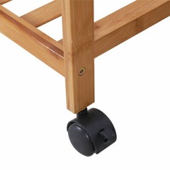 Strong Bamboo Clothes Rail Scarf Cart Hanging Garment Coat Rack Stand On Wheels