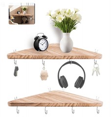 Cubicle corner shelf with hook：2pcs 16.5in wood triangle cubicile hanging she…