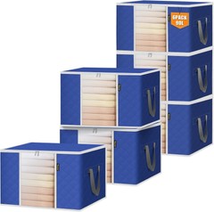 6 Pack Clothes Storage Bags, 24 Gallon Storage Containers with Reinforced Handl