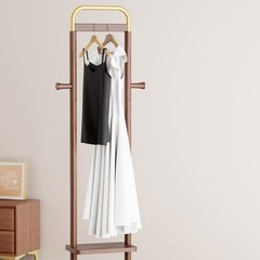 Solid Wood Coat Rack Stand 71in Tall Entryway Hall Tree Hanger Natural Walnut