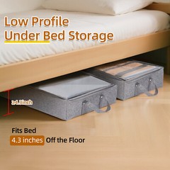 2 Pack 32L Under Bed Storage Containers Underbed Clothes Storage Bin with Zip