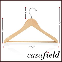 Elegant 10 Count Wooden Suit Hangers – Chrome Hook and Notches for All Clothing