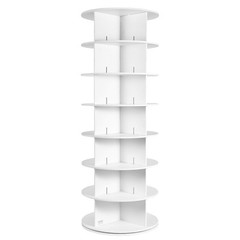 7-Tier Rotating Shoe Rack Tower 360° Spinning Shoe Display Carousel White