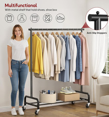 Heavy Duty Clothing Racks for Hanging Clothes Rack, 43″ Wide Rolling Garment Rac