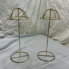 2Pcs Metal Hat Display Stand Tabletop Hat and Wig Rack Holder Gold