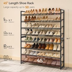 Shoe Rack Large Metal Organizer 8 Tier Storage Shelf for Garage Closet Entryw…