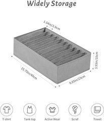 4 Packs T-Shirt Drawer Organizers for Clothing,10 Grids Compartment Wardrobe Sto