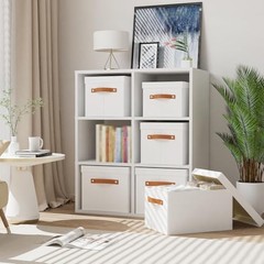 Foldable Storage Bin, 7.1 x 9.1 x 13 Inch Storage Box with Small（1 Pack） White