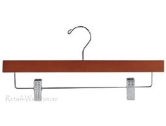 Wood Pant Hangers 50 Cherry Boutique Wooden Skirt Slacks Clip Swivel Hook 14″