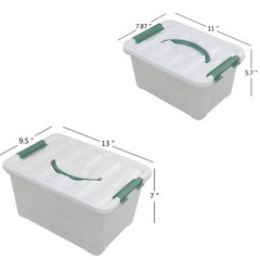 Clear Latching Box, Plastic Storage Bin, 2 Packs(6 Quart&14 Quart)