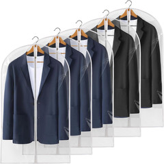 40″ All Clear Garment Bags for Hanging Clothes, 5 Packs Suit Bags for Closet Sto