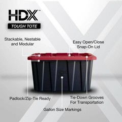 27 Gal. Tough Storage Tote in Black and Red