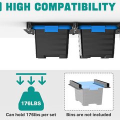 Heavy-Duty Adjustable Ceiling Storage Rack for Garage, 4 Bins, 16 Inch