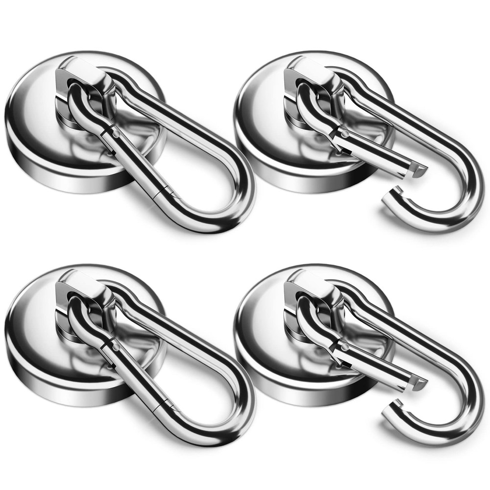 100LBS Strong Magnetic Hooks with Swivel Carabiner, Neodymium Magnet Hooks