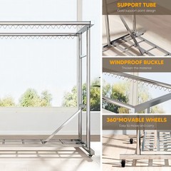 Large Size Garment Rack Clothes Double Rails Hanging Heavy Duty&5 drying racks