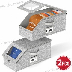 2PCS Stackable Hat Storage Organizer for Baseball Caps 24 Caps Hat Box with Lid