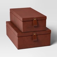 Faux Leather Storage Box Set