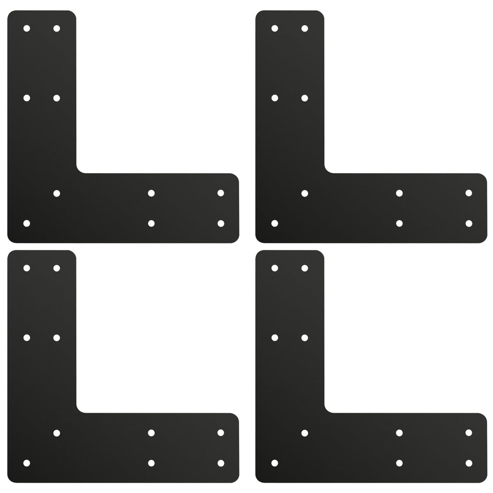 4 Pcs Black Alloy Steel Post to Beam L Shape Connector, 10*10 Inch, Powder Co…
