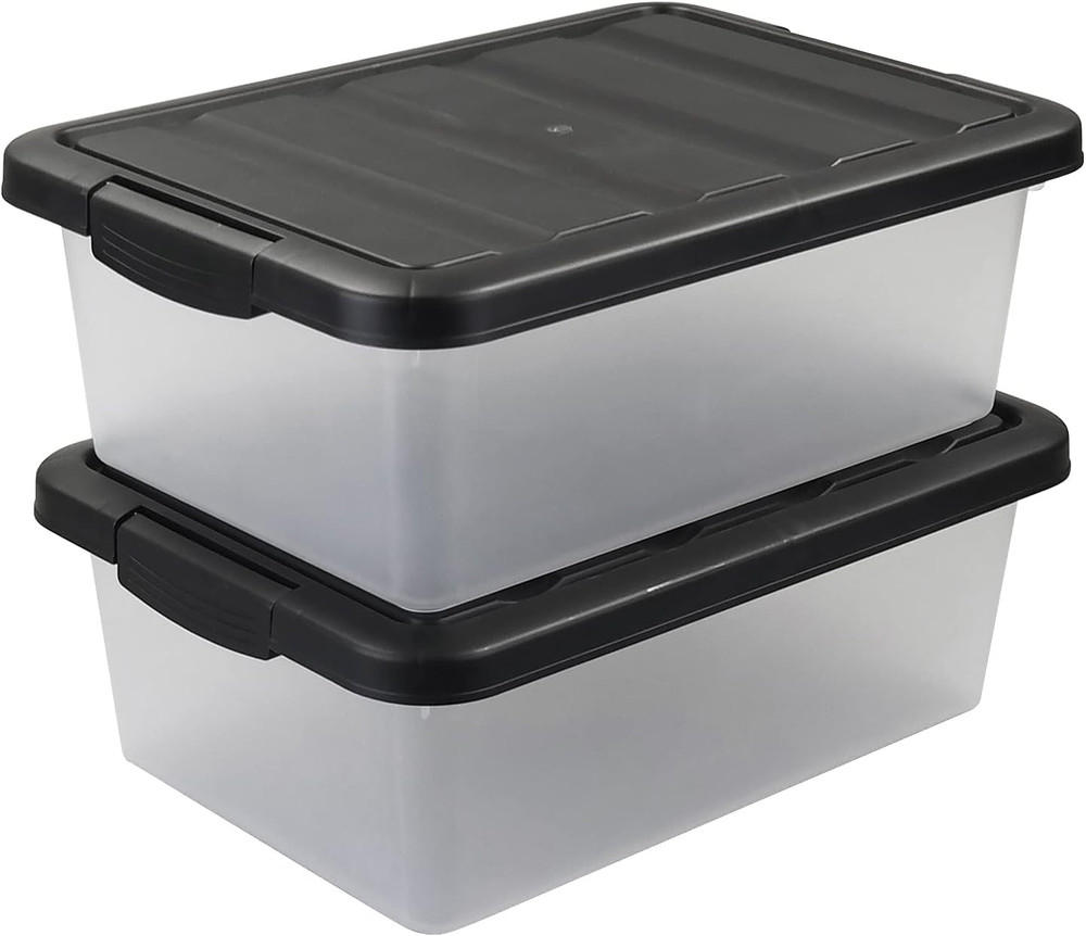 14 Quart Latching Storage Bins with Lids – 2 Pack Organizing Boxes