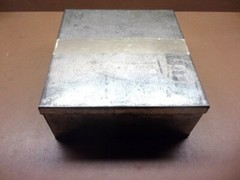 Nice Large Tinsmith Made Tin Box with Cover 8 1/2″ x 9″ x 3 1/2″ w/Rolled Seams