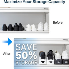One-Piece Shoe Slot Organizer 10 Pack, Space-Saving Stackers for Closet, Entrywa