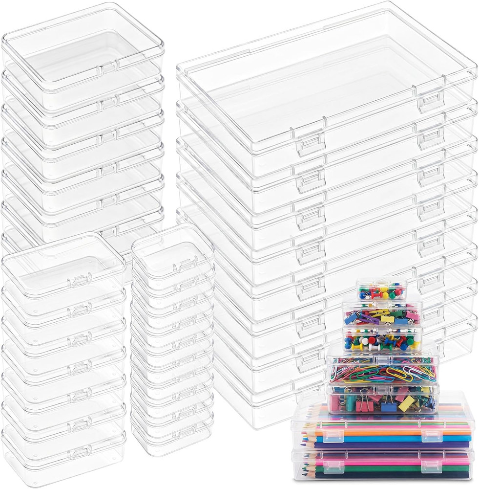 100 Pcs Mini Clear Plastic Storage Boxes with Lids for Crafts & Jewelry